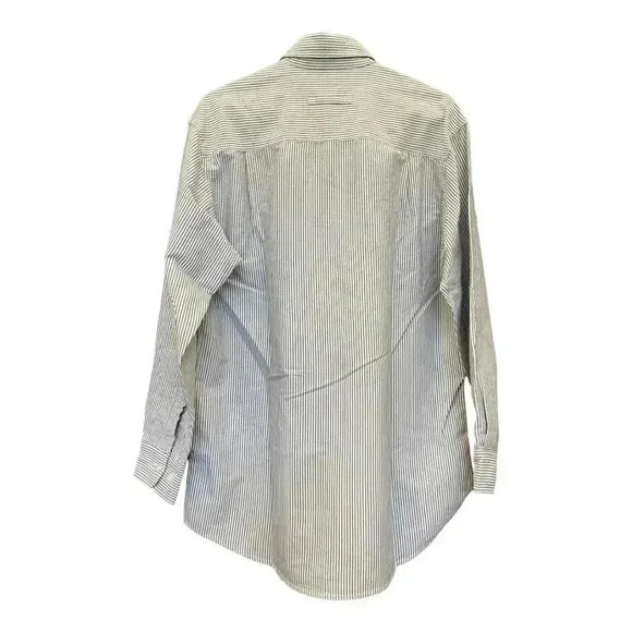 Woolrich Gray and White Striped Button Down Shirt Mens Medium Long Sleeve‎ - Picture 3 of 3